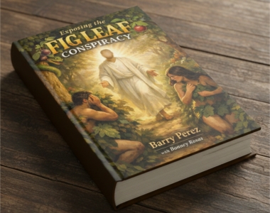 The Fig Leaf Conspiracy fantasy book cover design with cinematic illustration by Sawaira Asghar