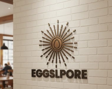 Eggslpore culinary branding restaurant identity and 3D signage logo design by Sawaira Asghar