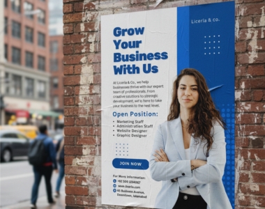 Clean corporate recruitment flyer design with strong typography and clear call-to-action by Sawaira Asghar